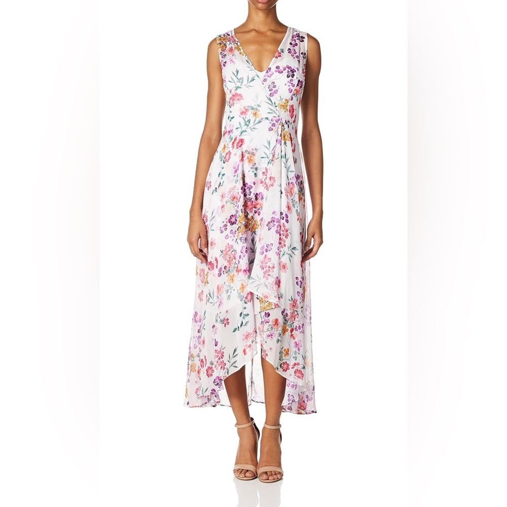 Calvin Klein Chiffon Print V-Neck Maxi Dress